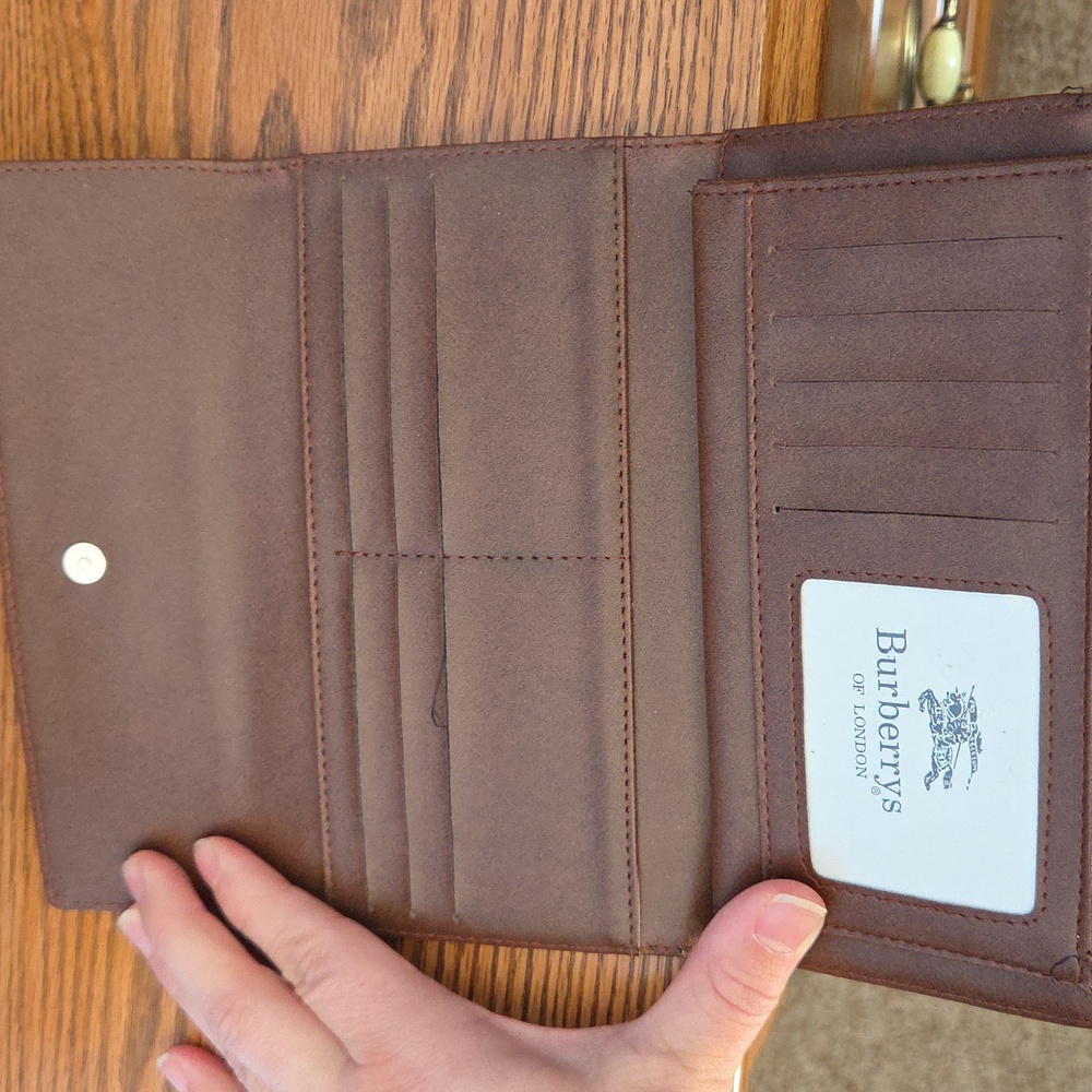 Burberry Checkered Wallet with Brown Trim - Picture 3 of 5